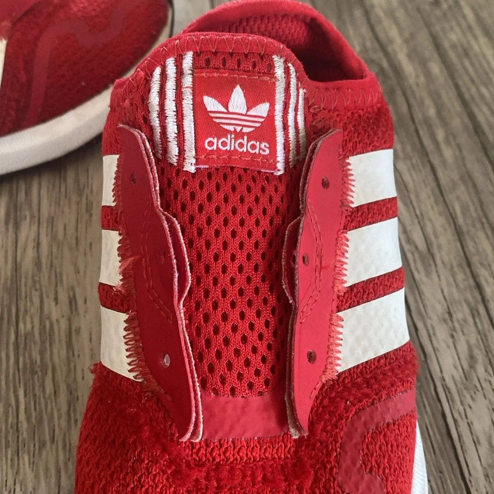 Adidas Kids Red and White Striped Sneakers 10K
